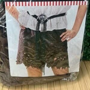New Womens Halloween Costume Pirate Mini Skirt Party City Brown Wench Sz 2 - 12